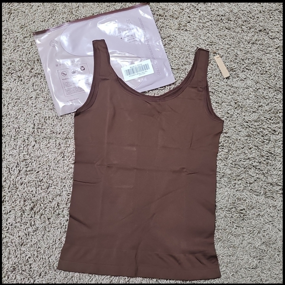 NWT Shapellx Tank Shapewear Cami Stretch 3X/4X Plus Size Brown